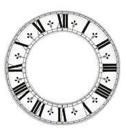 Dial circlet aluminium, roman numerals outer-Ø 140mm  Inner-Ø 85mm