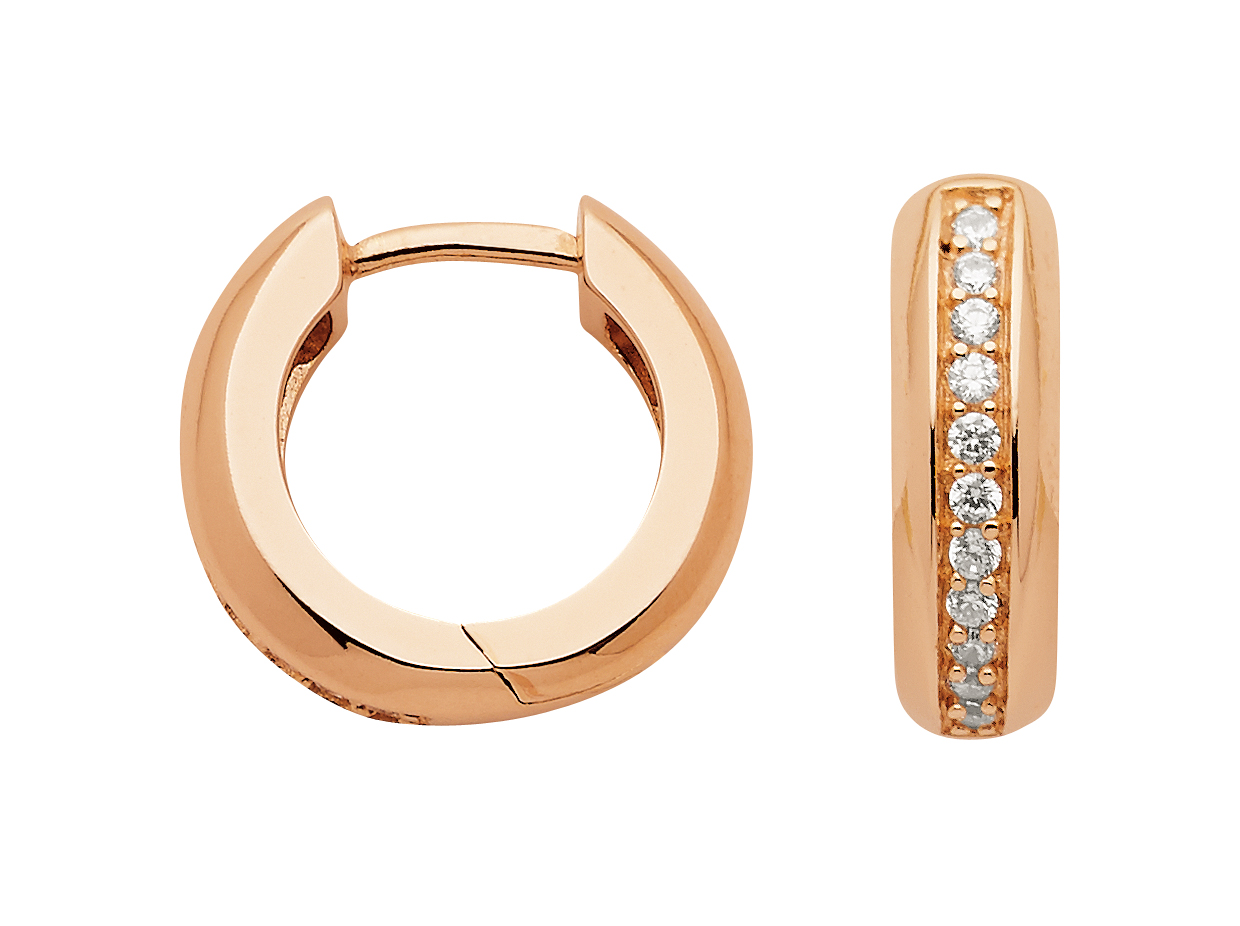 Creolen 2er Sort. 925/rose vergoldet poliert, Zirkonia Ø 14,3mm