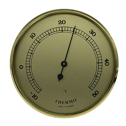 Thermometer inbouw weerinstrument Ø 85 mm, goudkleurig