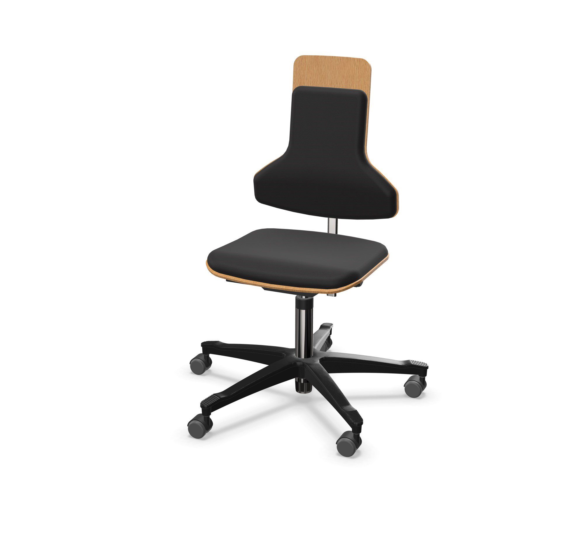 RF-Ergo werkstoel met zithoudinginstelling 10°, uitvoering bekleed met beukenhout