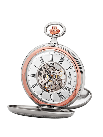 JEAN JACOT pocket watch, skeletonized, bicolor/ rose