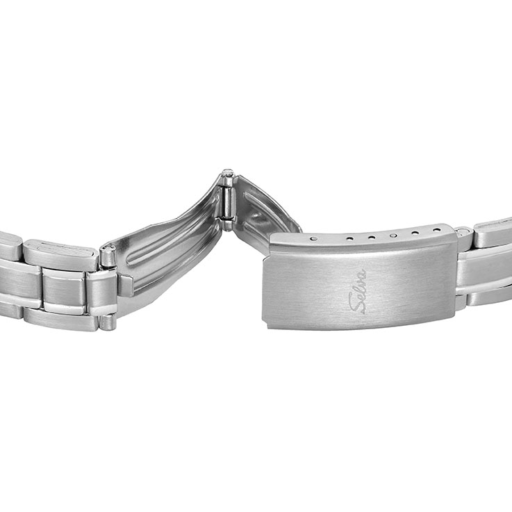 SELVA Quarz-Armbanduhr mit Edelstahlband Zifferblatt schwarz Ø 27mm