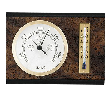 Baro- en Thermometer Wortelnotenhout