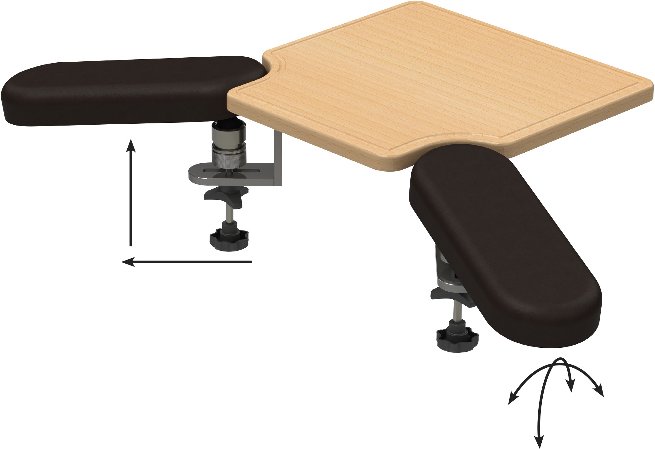 Tischplatte mit 3-D-Armauflagen