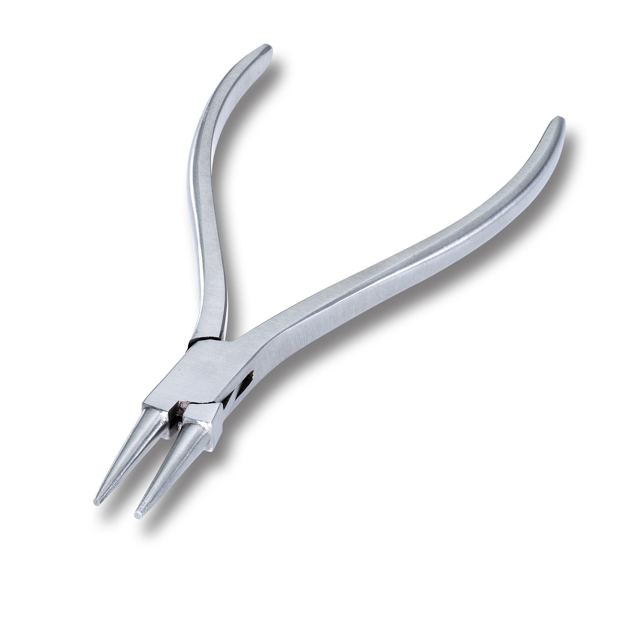 Watchmaker's round nose pliers with box joint.