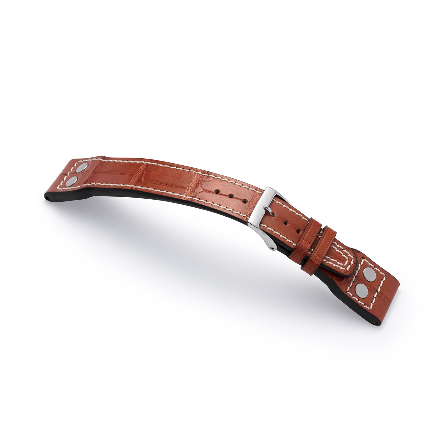 Manufakturwerk leather strap Alligator cognac 22/18