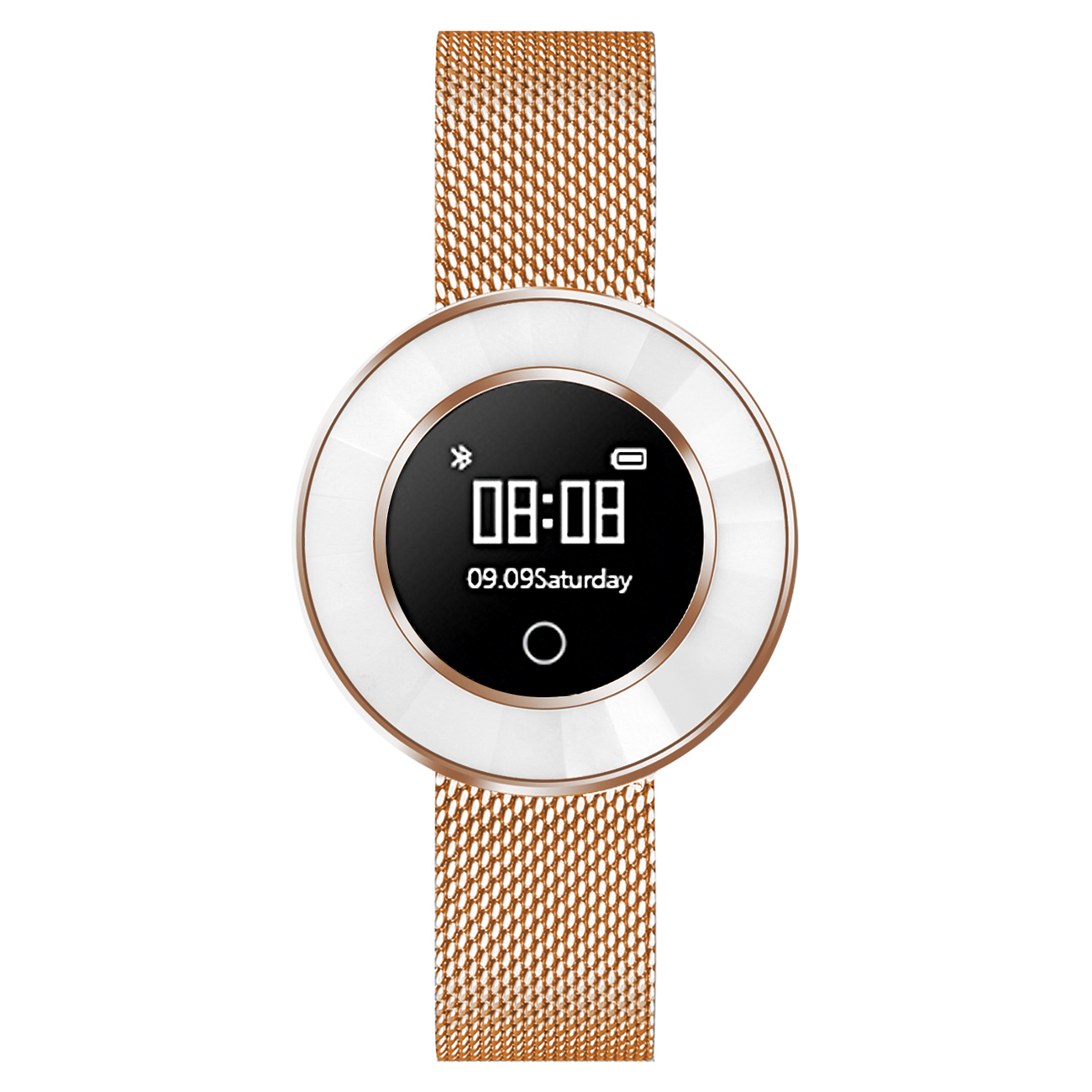 Fitness Tracker, rosé-gold, Mesh-Armband