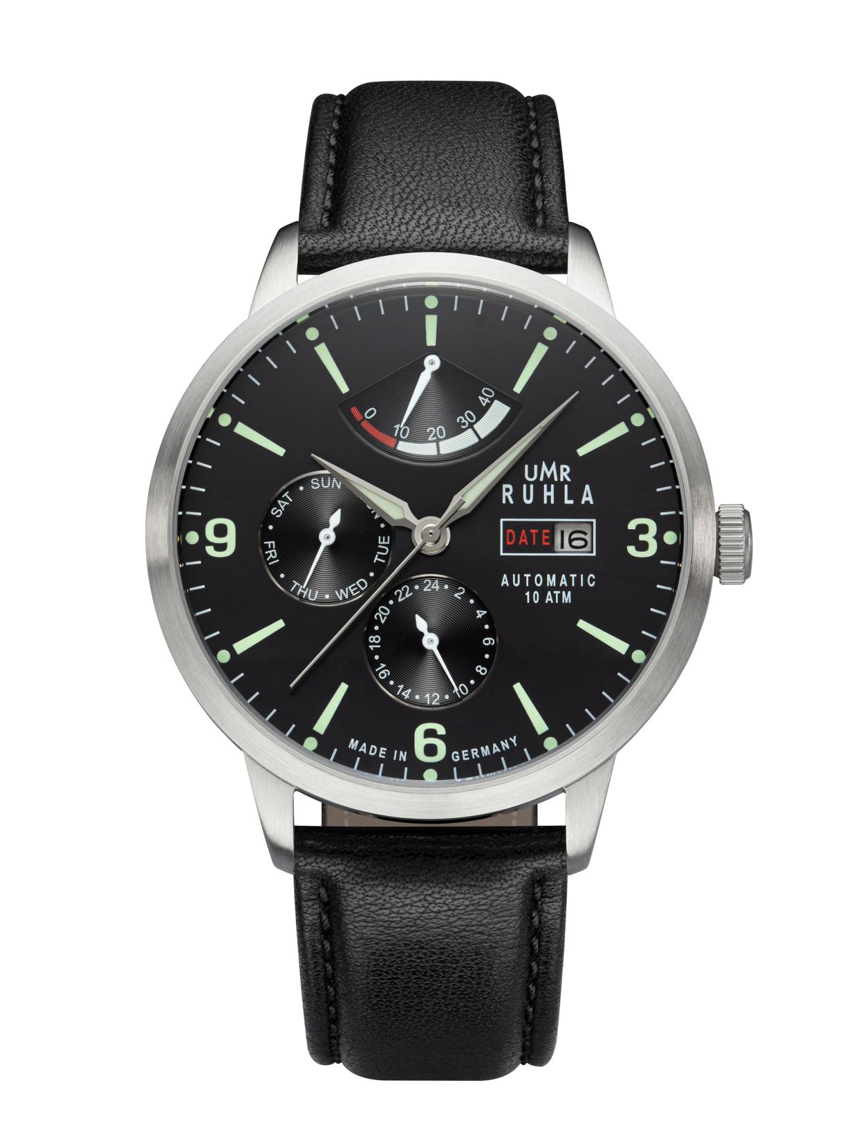 Uhren Manufaktur Ruhla - automatic watch with power reserve - black - made in Germany
