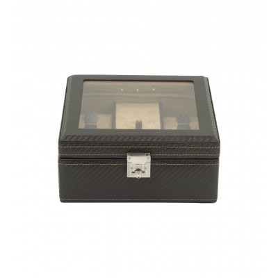 LED horlogebox voor 5 horloges donkerbruin/lichtbruin