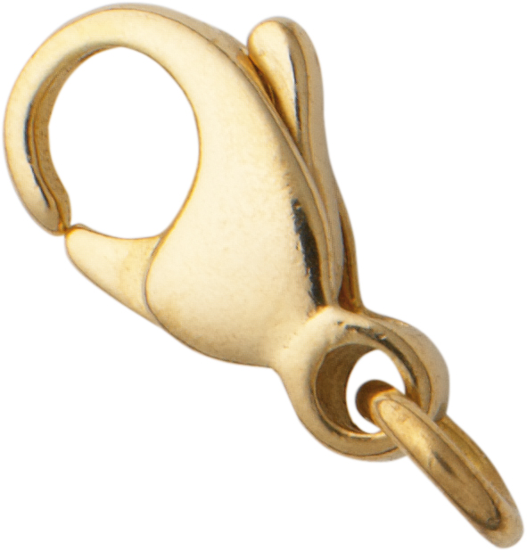 Carabiner curved gold 750/-Gg 9.00mm cast with jump ring Ø 3.00mm