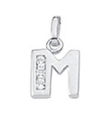 Letter pendant silver 925/- M, zirconia