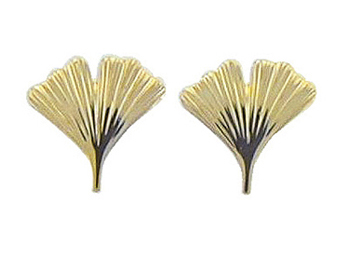 Ear studs gold 333/GG, ginkgo leaf