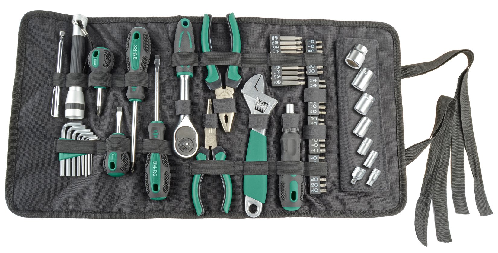 BRÜDER MANNESMANN tool roll bag, 65 pieces