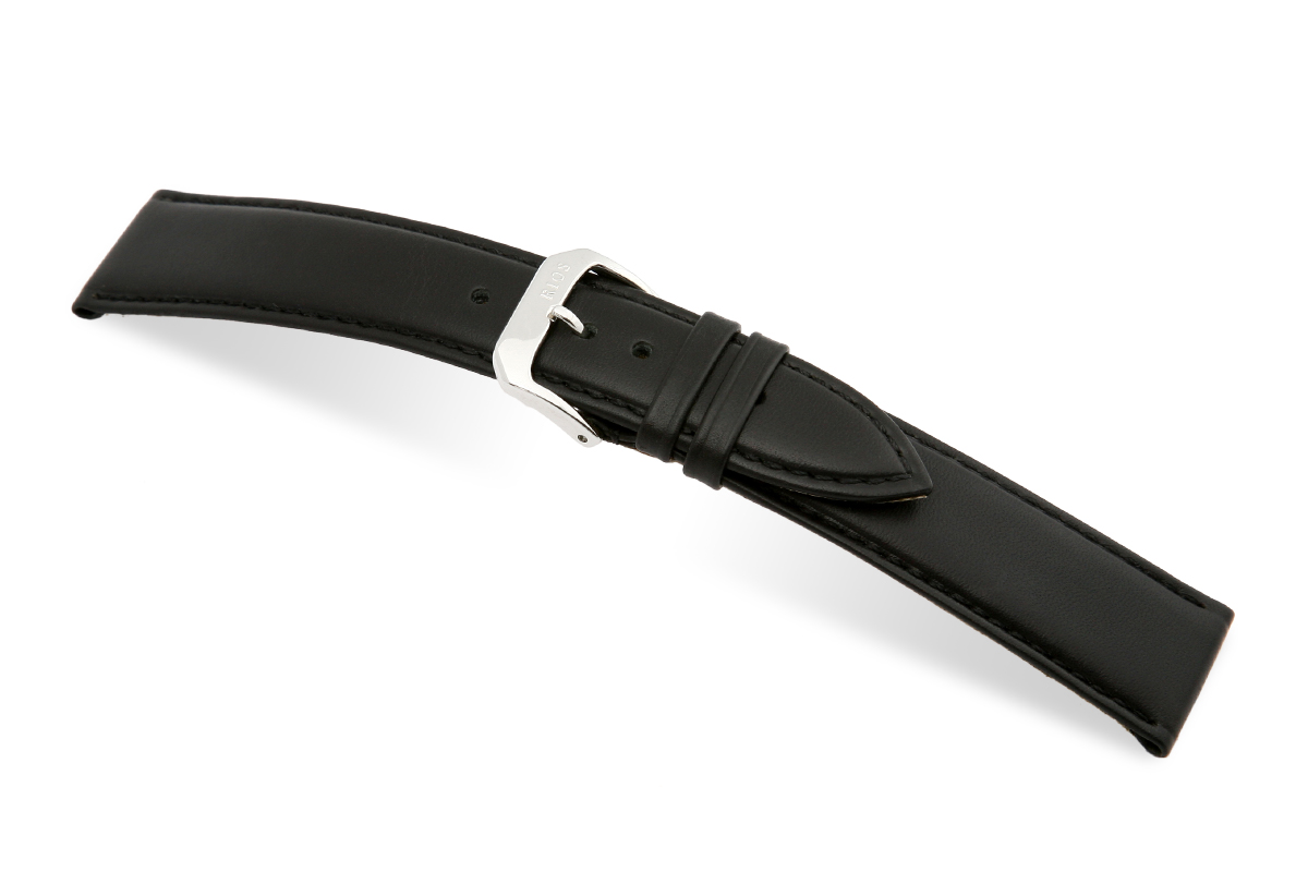 Leather strap Arezzo 28mm black, smooth