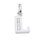 letter hanger zilver 925/-   L, zirkonia