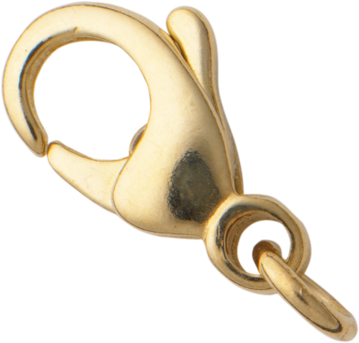 Carabiner curved gold 750/-Gg 11.00mm cast with jump ring Ø 3.50mm