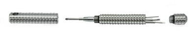 Screwdriver made of stainless steel, with 4 interchangeable Bergeon blades