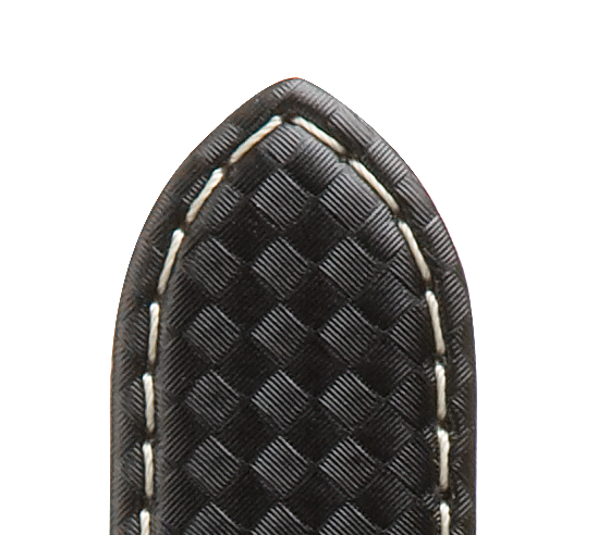 Pasek skórzany Carbonio 18mm czarny ze strukturą karbonu i kontrastowy szew