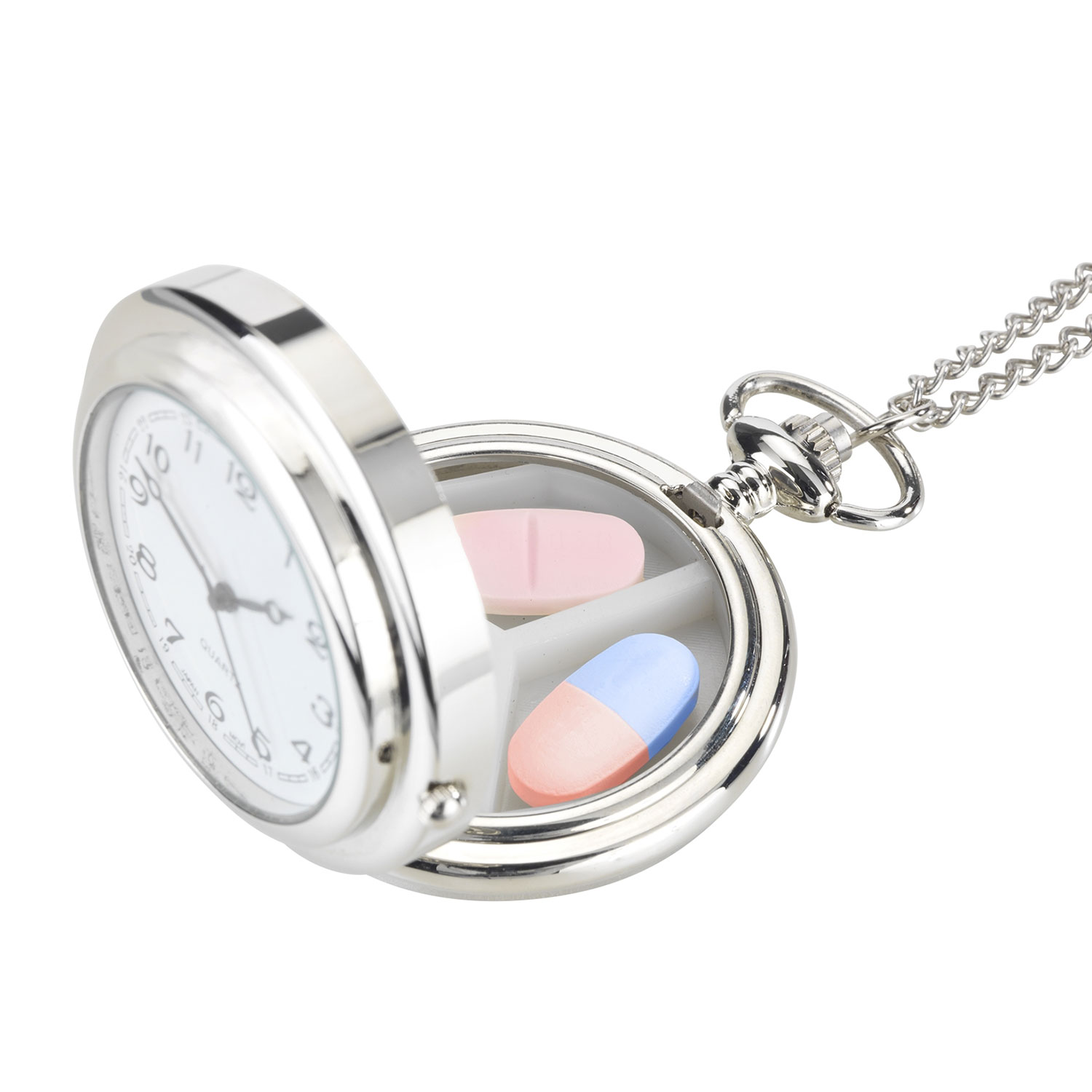 Real pocket watch with pill box 2in1