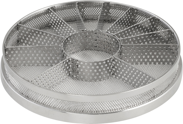Strainer basket, dia. 80 mm, 11 compartments and 1 centre compartment, dia. 24 mm.