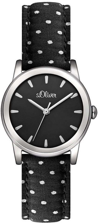 s.Oliver Leder-/ Textilband schwarz mit weißen Punkten SO-2353-LQ