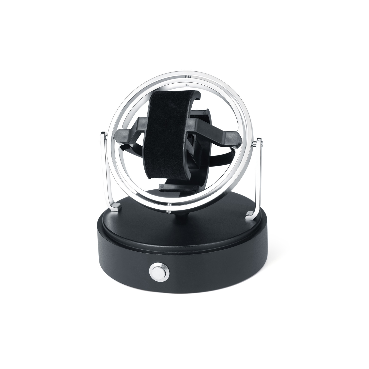 ONE OF THE MOST BEAUTIFUL: 360° watch winder with real glass dome and metal base - silver