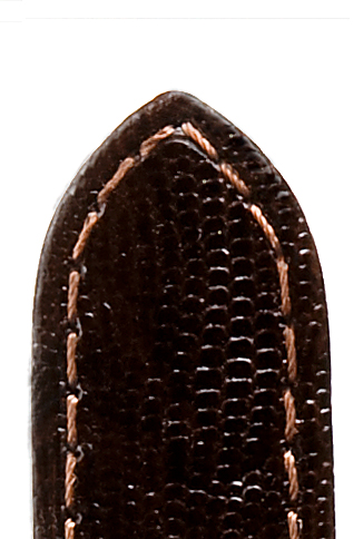 Pasek skórzany Topas 10mm ciemny brąz ze strukturą jaszczurki Teju, szyty