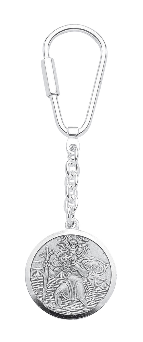 Keychain silver 925/ox round dia. 27.50 mm, St. Christopher