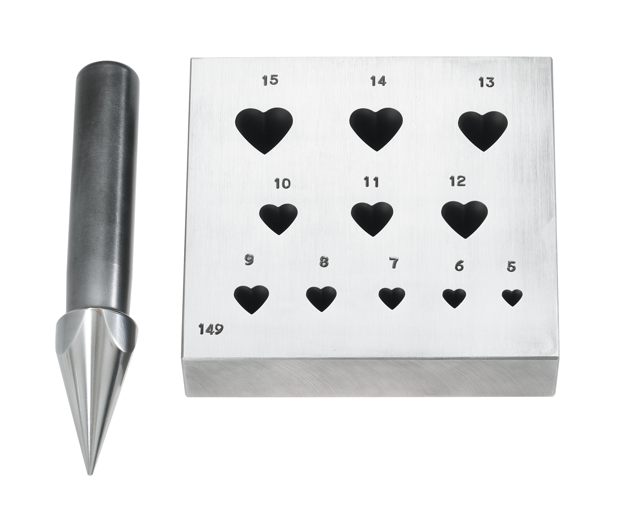 Stamping block, heart 5x5 - 15x15 mm