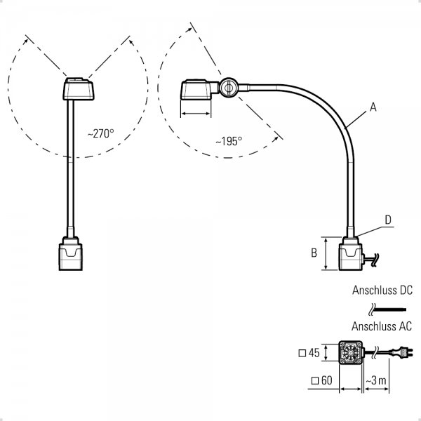 Workplace light CENALED SPOT AC, flexible arm, 9 watts