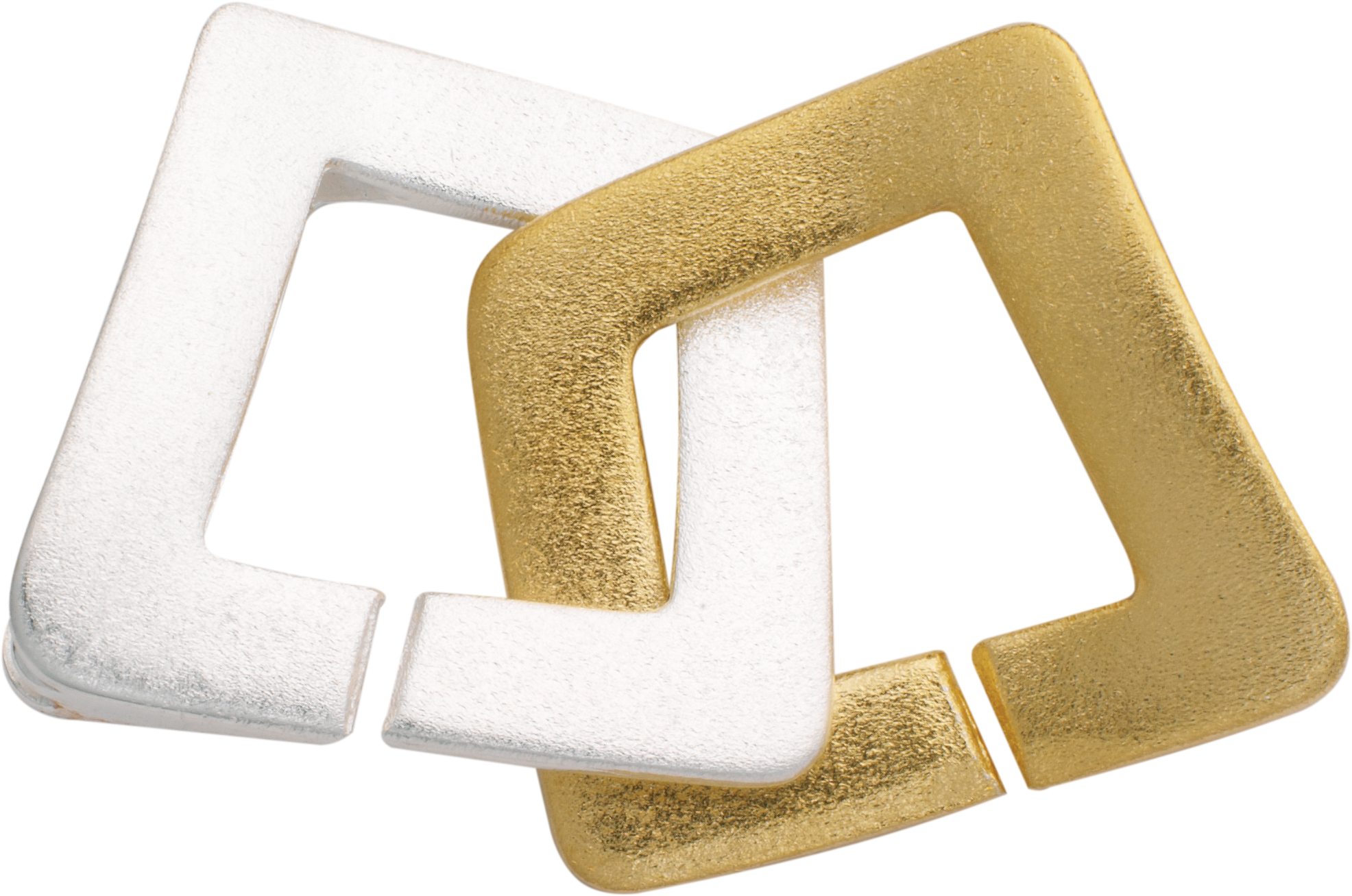_ Ringschließe mehrreihig Silber 925/- bicolor poliert/mattiert, rechteckig L 16,00 x B 16,00mm