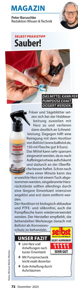 BALLISTOL Harzlöser, 150ml - löst eingebrannte Harzrückstände