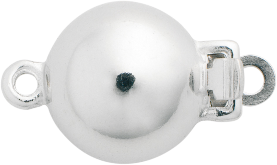 Ball clasp single-row silver 925/- polished, ball Ø 8.00mm