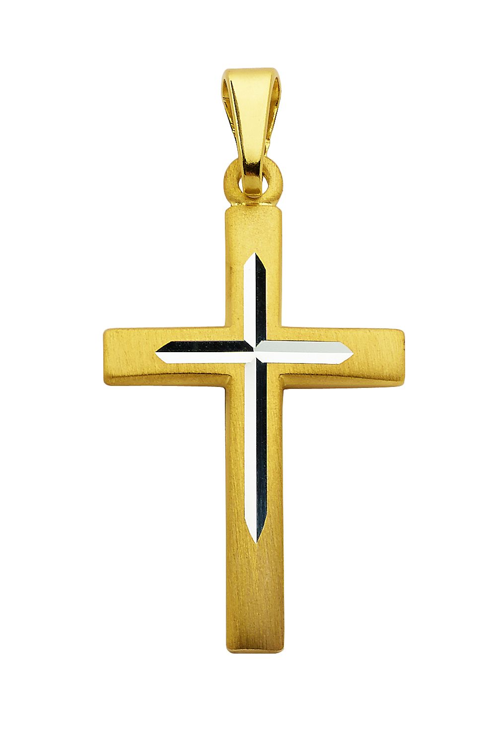 Cross 925/gold-plated brushed/diamond-coated