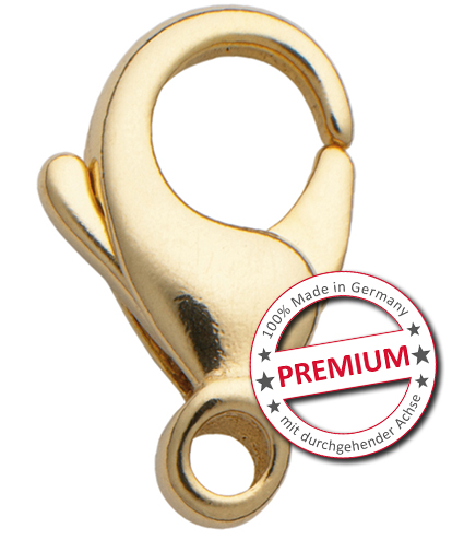Karabijnhaak bol goud 585/-Gg, 13,00mm gegoten –Premium