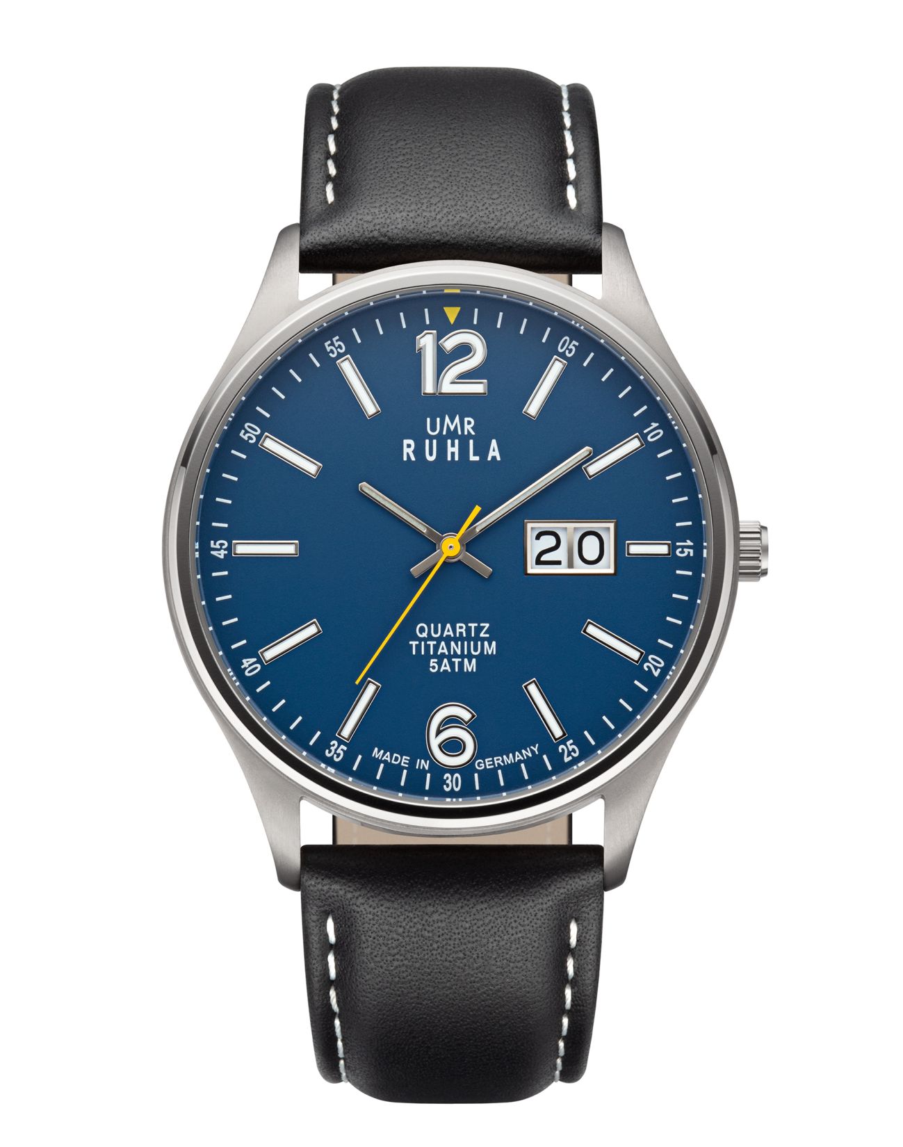 Uhren Manufaktur Ruhla - Armbanduhr Big Date blau - made in Germany