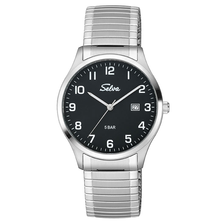 SELVA quartz wristwatch with strap black dial Ø 39mm