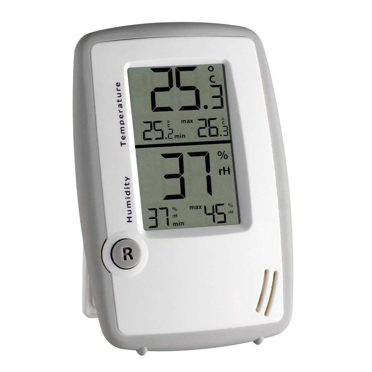 Digitales Thermo-Hygrometer silber/ weiß für gesundes Raumklima