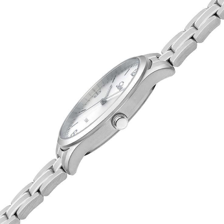 SELVA Quarz-Armbanduhr mit Edelstahlband, Zifferblatt silber Ø 39mm