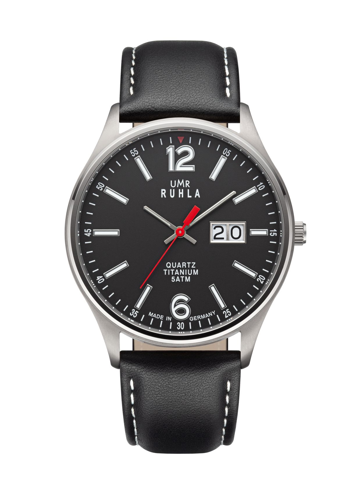 Uhren Manufaktur Ruhla - Armbanduhr Big Date schwarz - made in Germany