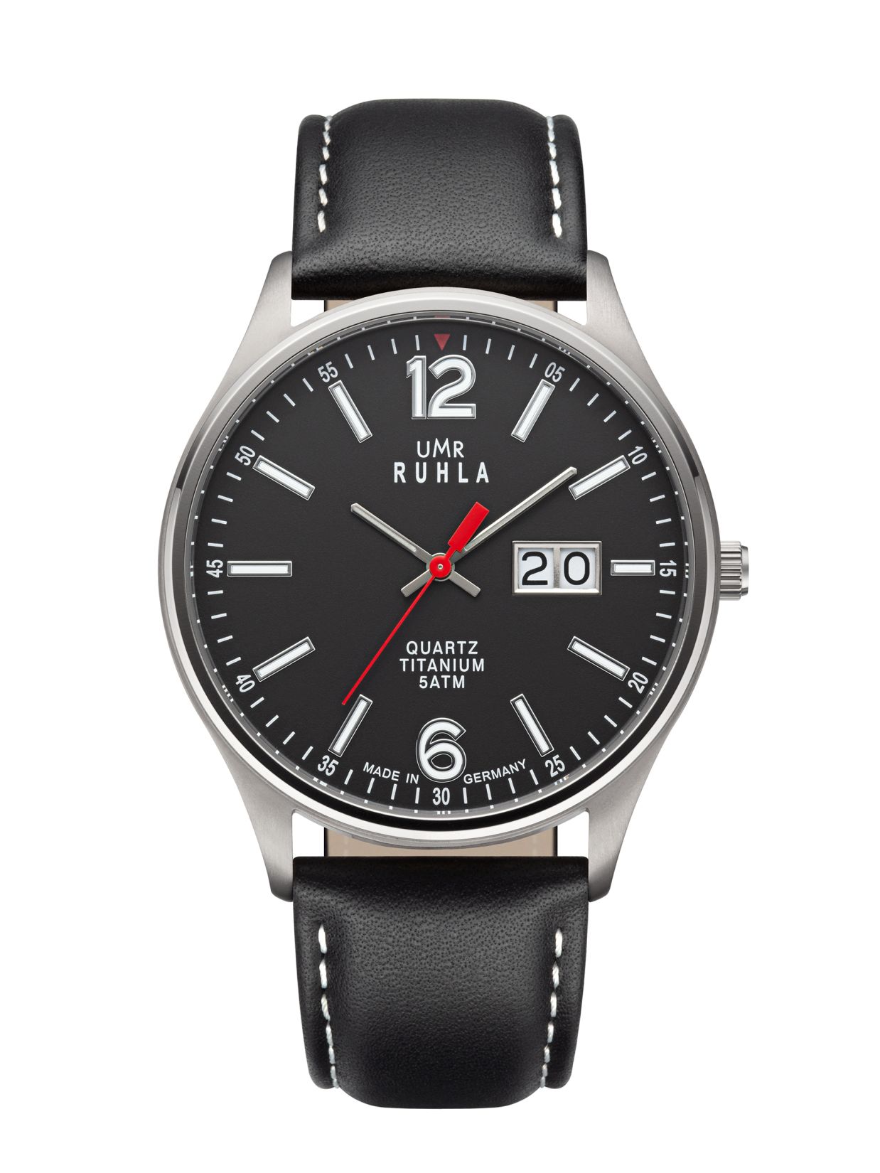 _ Uhren Manufaktur Ruhla - Armbanduhr Big Date schwarz - made in Germany