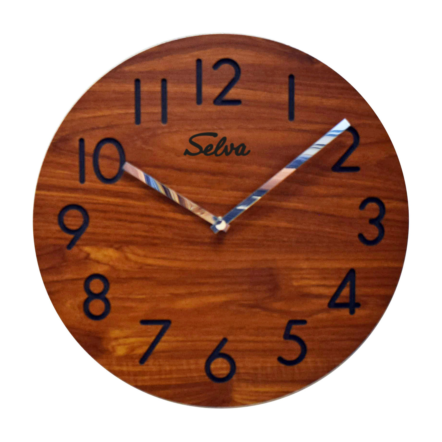 SELVA quartz wall clock walnut