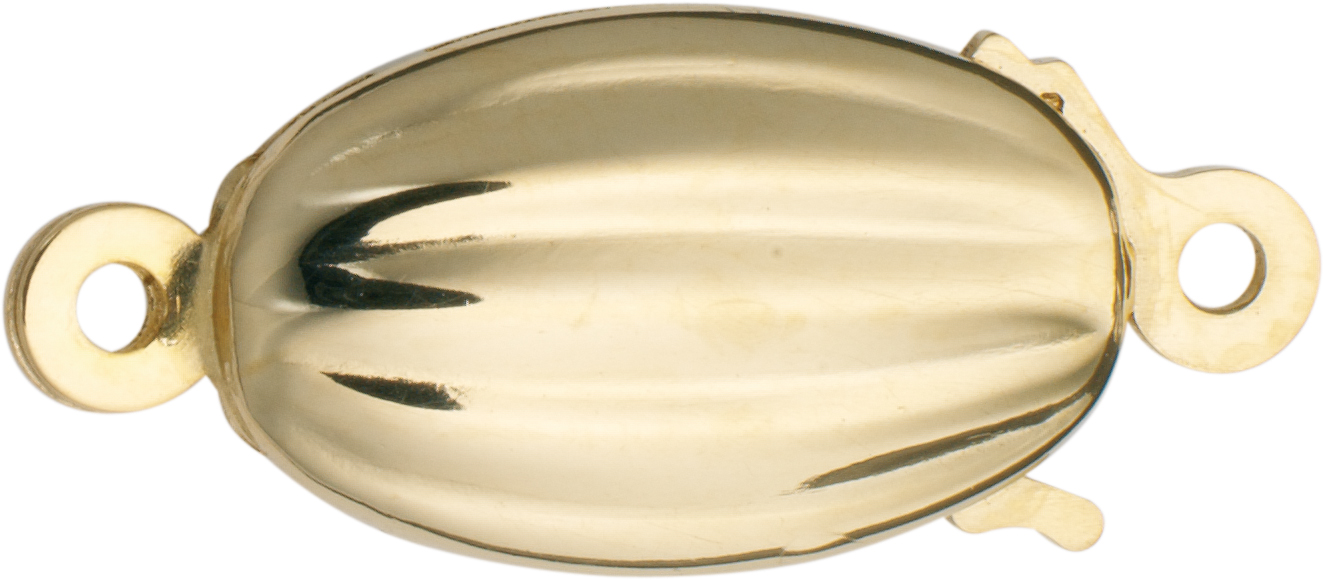 _ Schmuckschließe einreihig Gold 375/-Gg, oval, L 13,00 x B 8,00mm