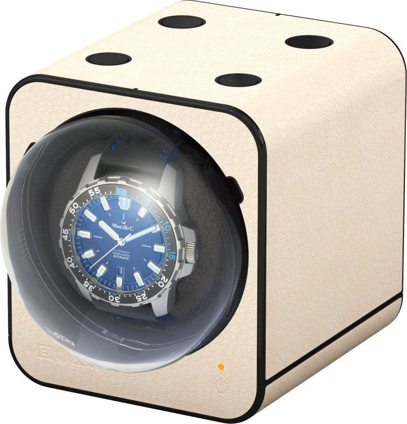 Watch winder Fancy Brick, leather look, cream