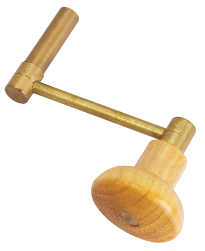 Kruksleutel messing met houten greep voor regulateur vierk.-binnen:5,25