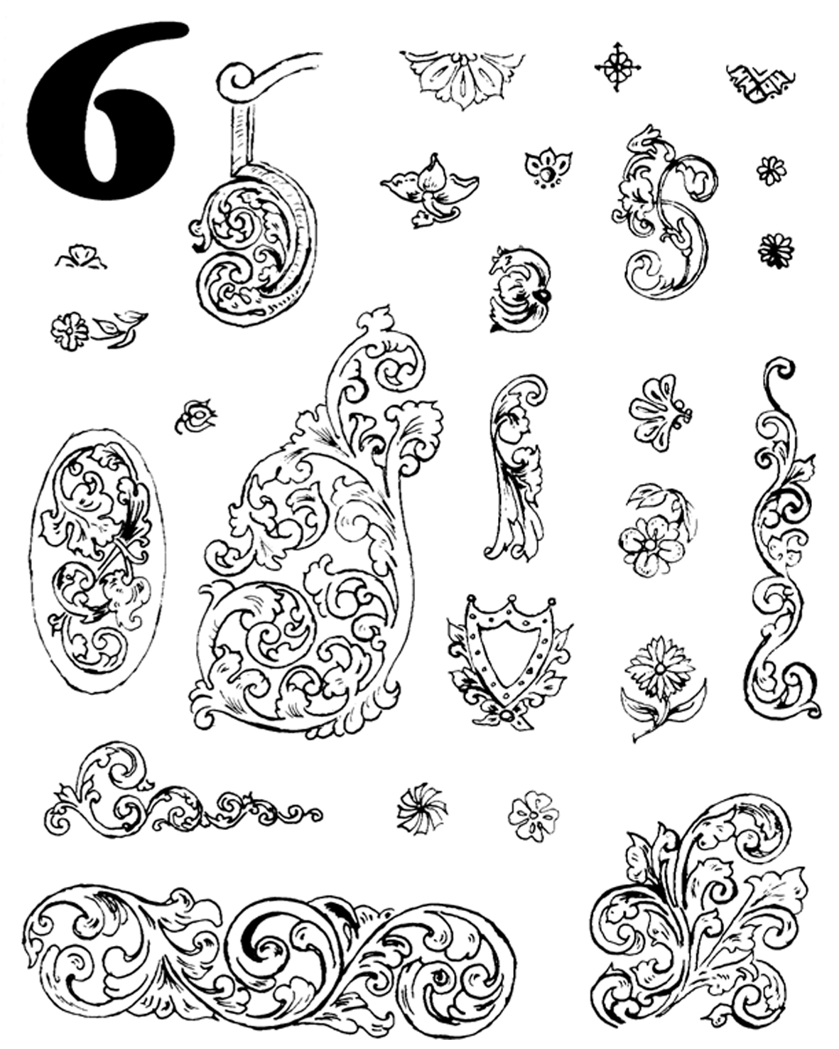 Template for stamping, sheet no.6 for right-handers