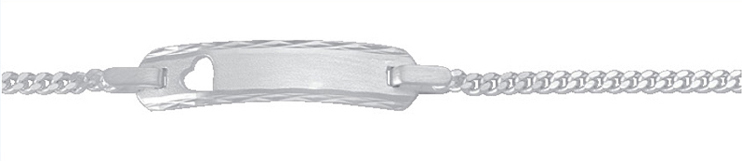 Id-Armband 3 Stück Silber 925/-, Flachpanzer 14cm mit ausgestanztem Herz