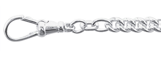 Watch chain silver 925/-, round curb chain 26 cm