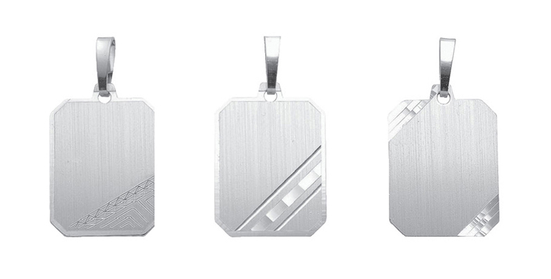 Gravurplatte 3 Stück Silber 925/rh eckig