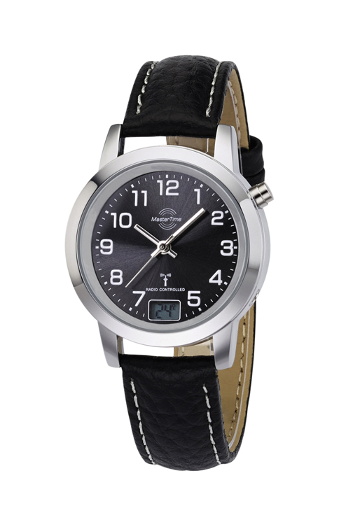 MasterTime Damen-Funkuhr Basic, silber/ schwarz - MTLA-10577-24L